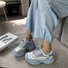 Модные женские кроссовки на платформе 2025 Осень Сетчатые дышащие модные спортивные туфли Удобные нескользящие увеличивающие рост Вулканизированная обувь