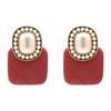 Новые винно-красные кожаные серьги с жемчугом, серьги в литературном ретро-этническом стиле, индивидуальные антикварные серебряные серьги-иглы