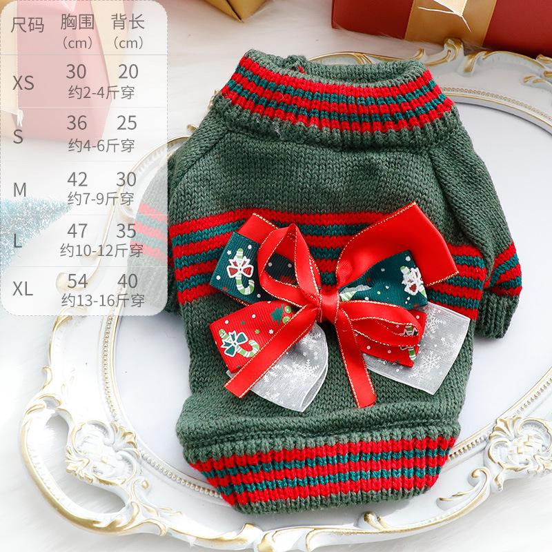 Рождественский свитер для собак, одежда для осени и зимы, вязаный свитер для кошек и принцесс, рождественский свитер с маленькой собачкой, плюшевым домашним любимцем, галстук-бабочка снизу