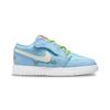 Детские кроссовки Air Jordan 1 Low SE PS Blue Stitch Psychic-Blue Vivid-Green Safety-Orange DR9500-400