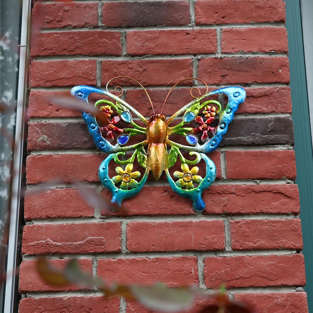 Beautiful Fence Ornament 3D Hanging Sculpture Metal Butterfly Wall Art Garden Decorative
