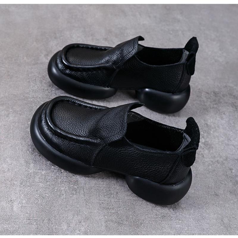 Мода 2024 Натуральная Коровья Натуральная Кожа Осень Лето Женские Удобные Балетки Женские Лоферы Слипоны Женская Платформа Клиновидная Обувь