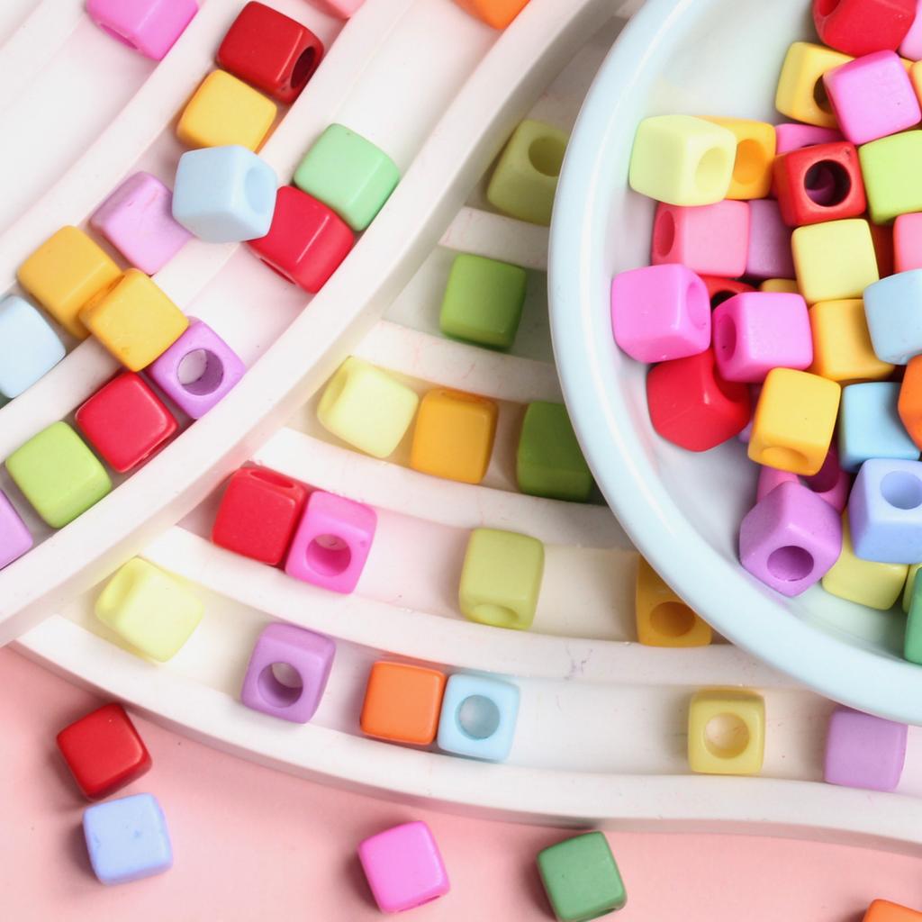 Акрил 200 шт. подвеска квадратное ожерелье браслет аксессуары 7 мм однотонные самодельные ювелирные изделия изготовление бусины россыпью бусины