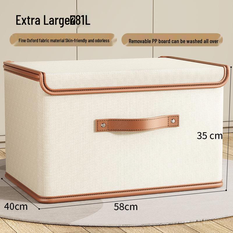 Foldable Clothes Organizer Box with Lid - Large Capacity, Dustproof Storage for Wardrobe or Living Room