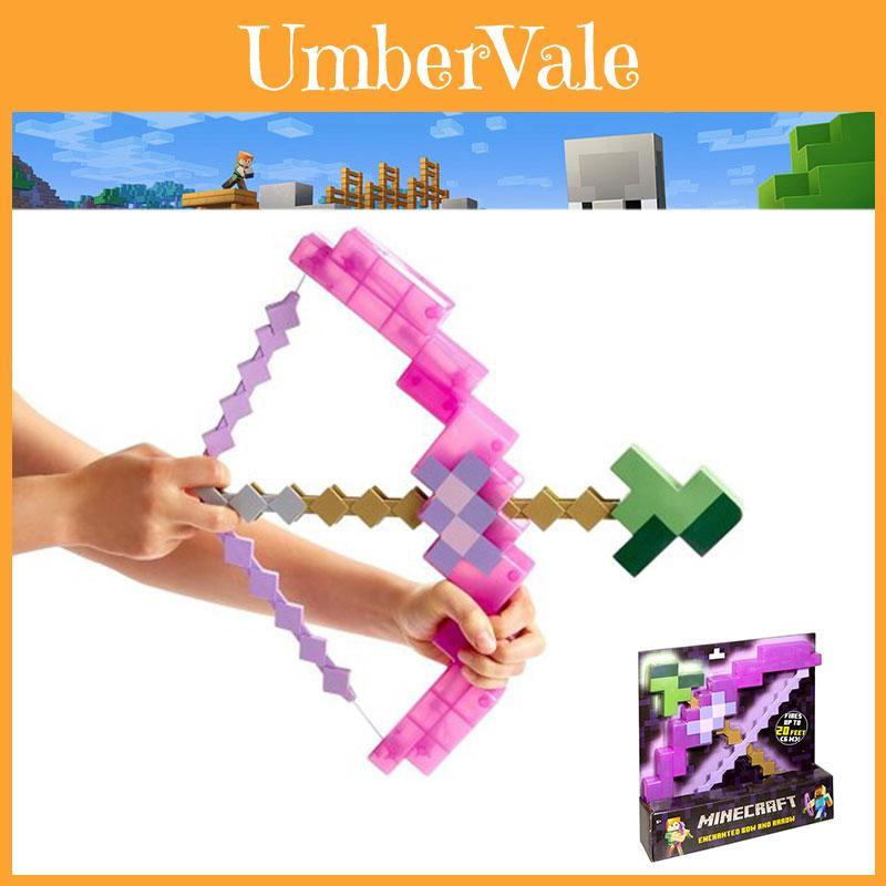 Игрушечный розовый лук и стрелы Minecraft для детей, пластиковый материал, размер упаковки 38*35,5 см