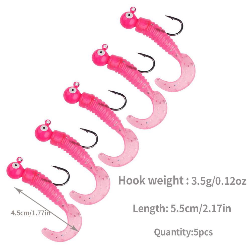 5pcs/bag Jig Hook with Soft Lure Pesca Wobbler Artificial Bait Silicone Bait Sea Bass Carp Fishing Soft Tail Perch Bait