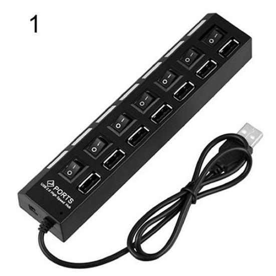 7-портовый USB 2 высокоскоростной адаптер-хаб-разветвитель с переключателем ВКЛ/ВЫКЛ для ноутбука/ПК