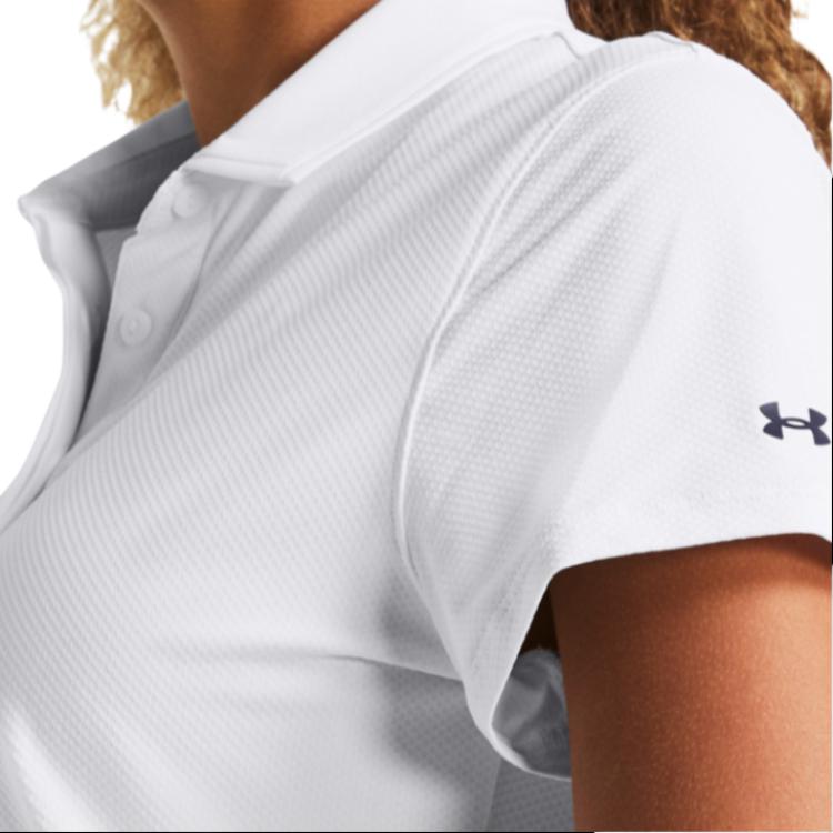 Under Armour Ua Iso-Chill Solid Logo Повседневная удобная рубашка поло с коротким рукавом Женские топы Белого цвета 1382814-100