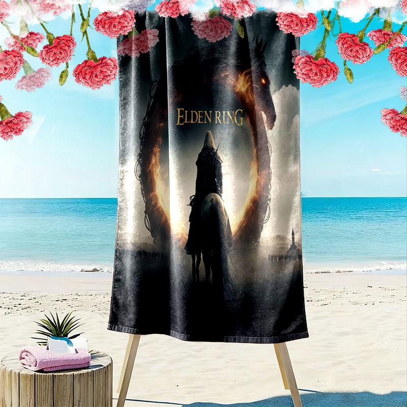 Пляжное полотенце Elden Ring Echo Print, Большое мягкое быстросохнущее полотенце для пляжа, кемпинга, плавания
