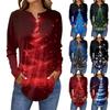 Women's Fashionable Loose-Fit Button-Down Collar Christmas Print Long-Sleeved Top