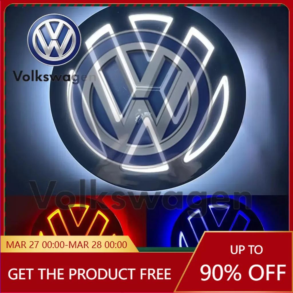 CJOZW1 Emblems For VW Volkswagen Car Sticker 11cm 5D Logo Light LED Rear Badge Front Grille Light For VW CC Bora Golf Jetta POLO MAGOT