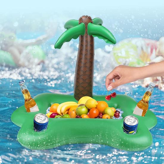 Beach Toy Reused Coconut Eco-friendly Free Your Hands Fade-less Tree Shape PVC Water Dining Inflatable Ice