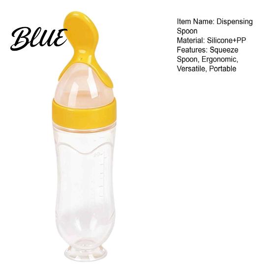 Dispensing Spoon Baby Silicone Squeeze Spoon Single-handed Rice Cereal Bottle with Infant Complementary Food Feeder Flow Control Easy Clean