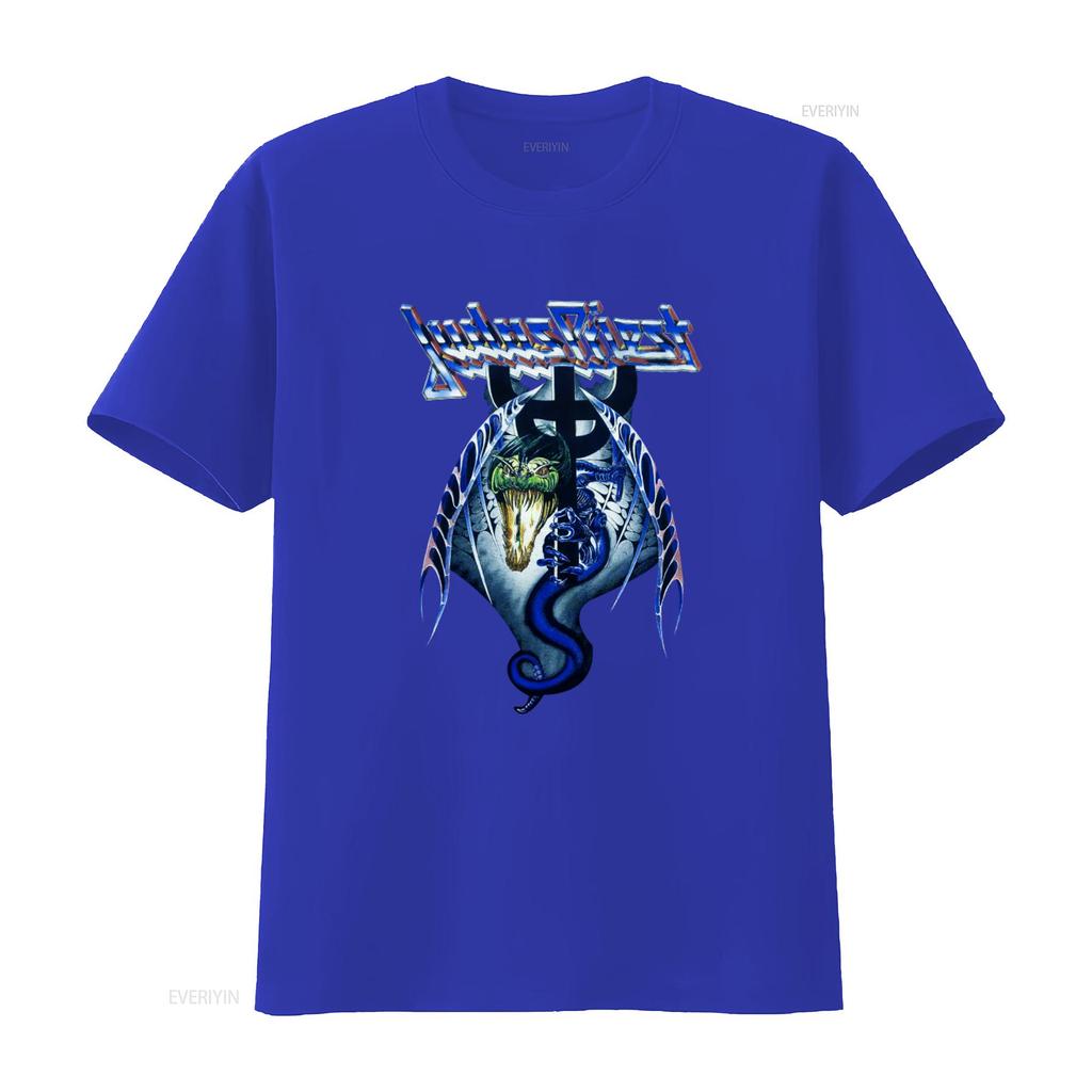 Vintage Styles Printerval Judas Priest Snake Design Painkiller Tour T Shirt vintage Washed Stretched Top For Everyday Wear
