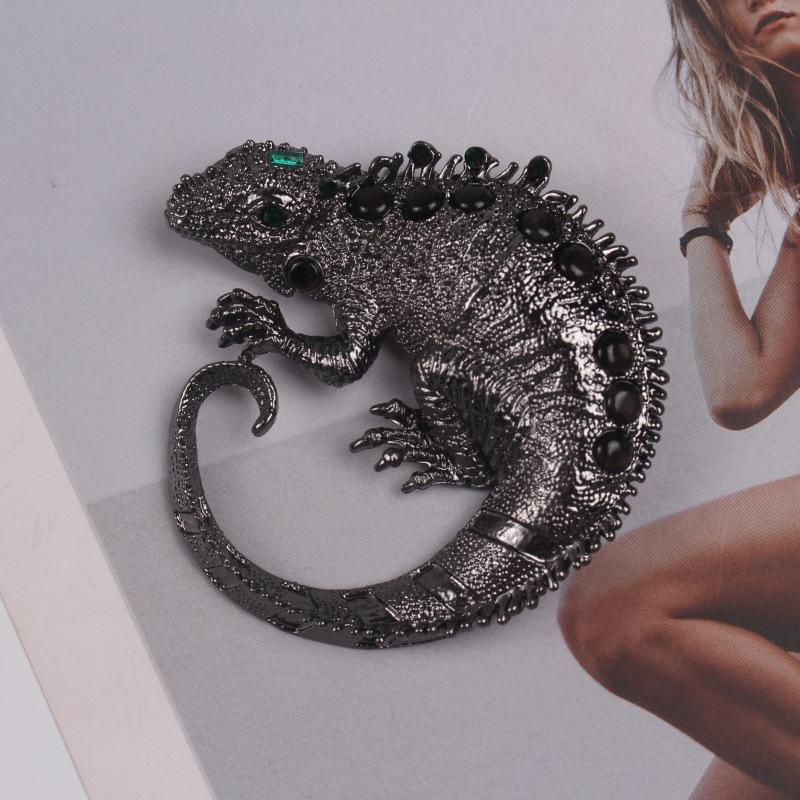 Vintage Animal Brooch Rhinestone Personality Lizard Brooch With Accessories Chameleon Brooch