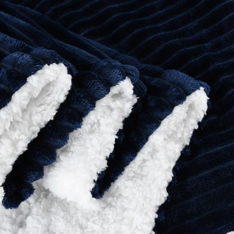 Двухслойное однотонное фланелевое одеяло для дивана из овечьей шерсти