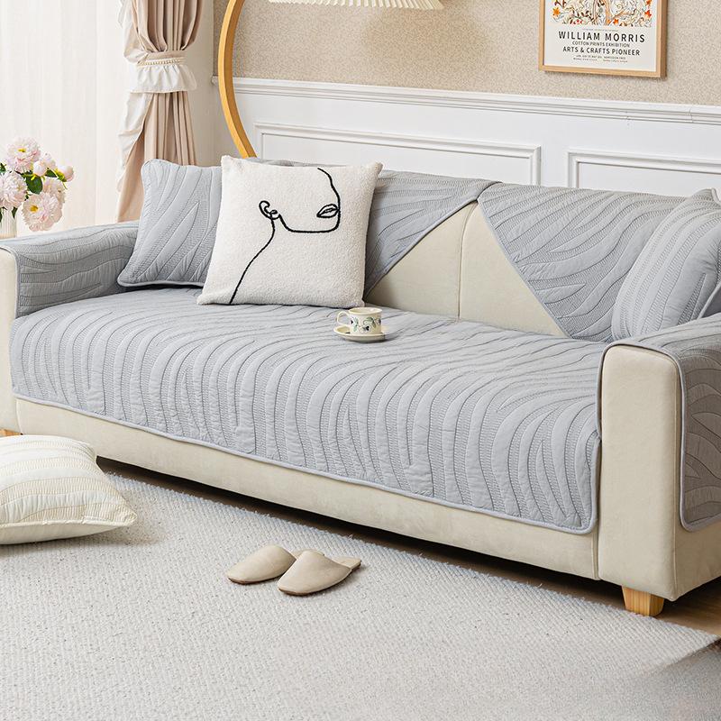 Cream Style Fresh Sofa Cushion Cotton Non-Slip Leather Dirt-Proof Cover Cover Four Seasons Universal Pure Cotton Simple Cushion