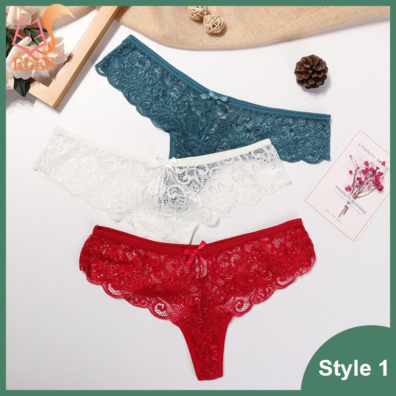 3 Pcs Woman Panties Sexy Lace Thong Underwear Lingerie Female T-back Temptation Low Waist G-string Pack