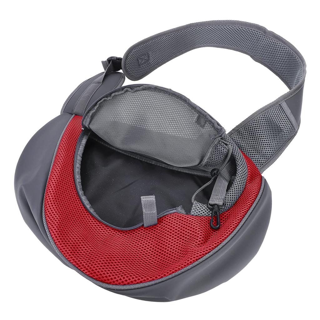 QCHOMEE Собака Питомец для Маленьких и Средних Переноска Регулируемая с Основанием Плечо Сетка Безопасность Диагональное Плечо Легко для Похода Красный Переноска, Слинг, Собаки,