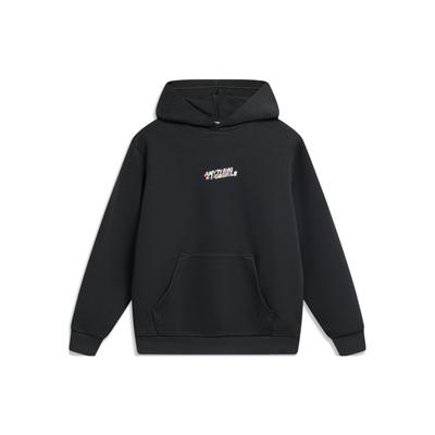 Толстовка с капюшоном Li Ning Sports Lifestyle Series с буквенным принтом, мужская, черная, AWDU023-3