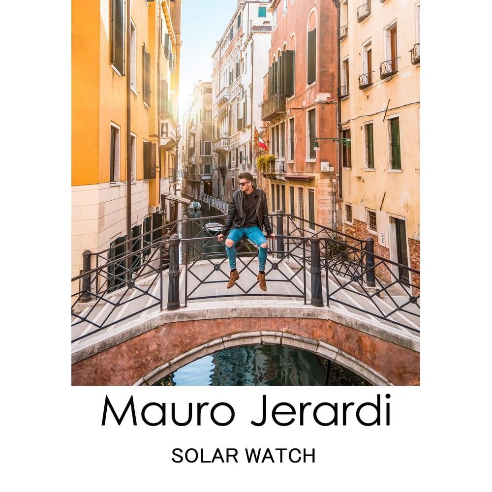 Женские наручные часы Mauro Jerardi с солнечной батареей и керамической отделкой MJ044-3, водонепроницаемость 3 ATM, цвет белый с серебристым отливом.