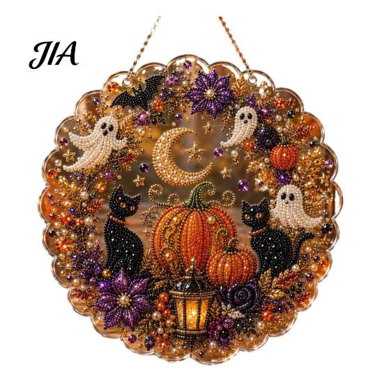 Charming Home Wall Accessory Halloween Hanging Ornament, 2D Flat Acrylic Pendant, Ghost Skull Window Ornament Witch Decoration for Indoor Outdoor Door