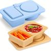 Многоразовый силиконовый контейнер для закусок с крышкой, 2 шт. контейнер для закусок с двумя отделениями, силиконовый контейнер для приправ с крышкой, для закусок и соусов