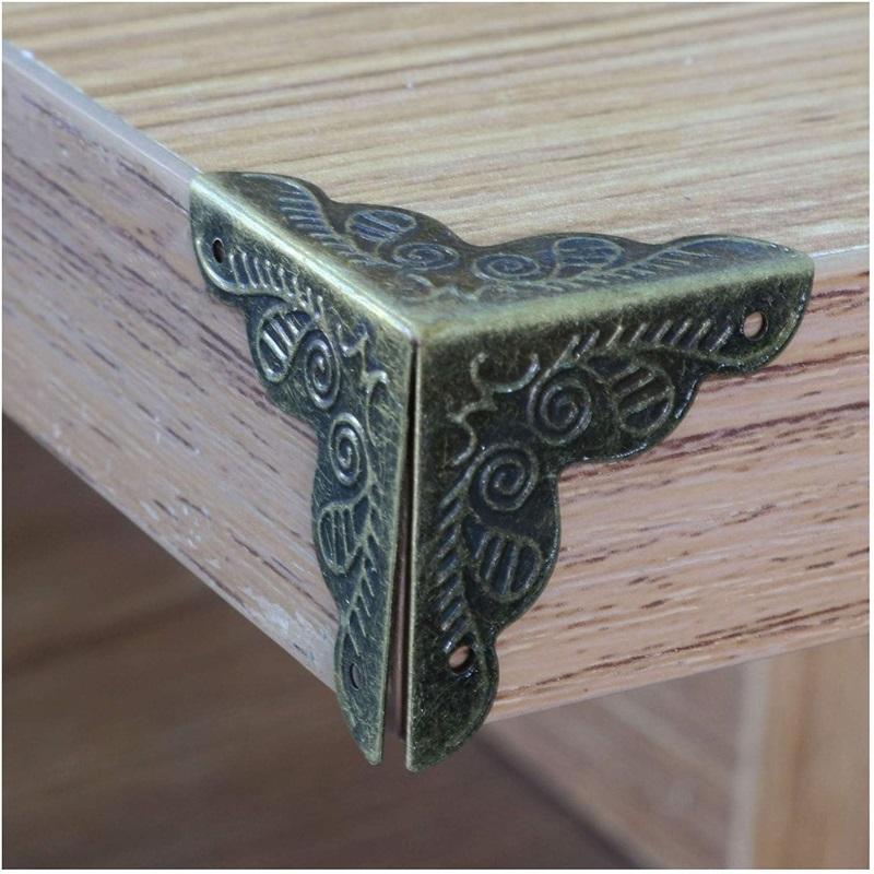 Защитный уголок для ящика для яиц 20 шт., антикварный латунный треугольный уголок из ротанга, резной деревянный чехол для защиты краев