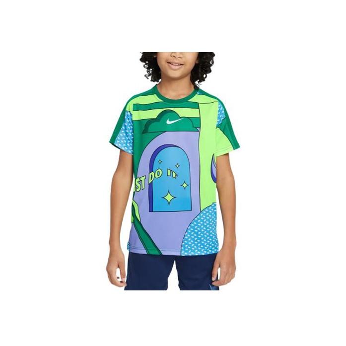 Nike Футболка с коротким рукавом и круглым вырезом Dri-FIT Performance Graphic Print, детские топы цвета павлиньего перья DQ8958-365