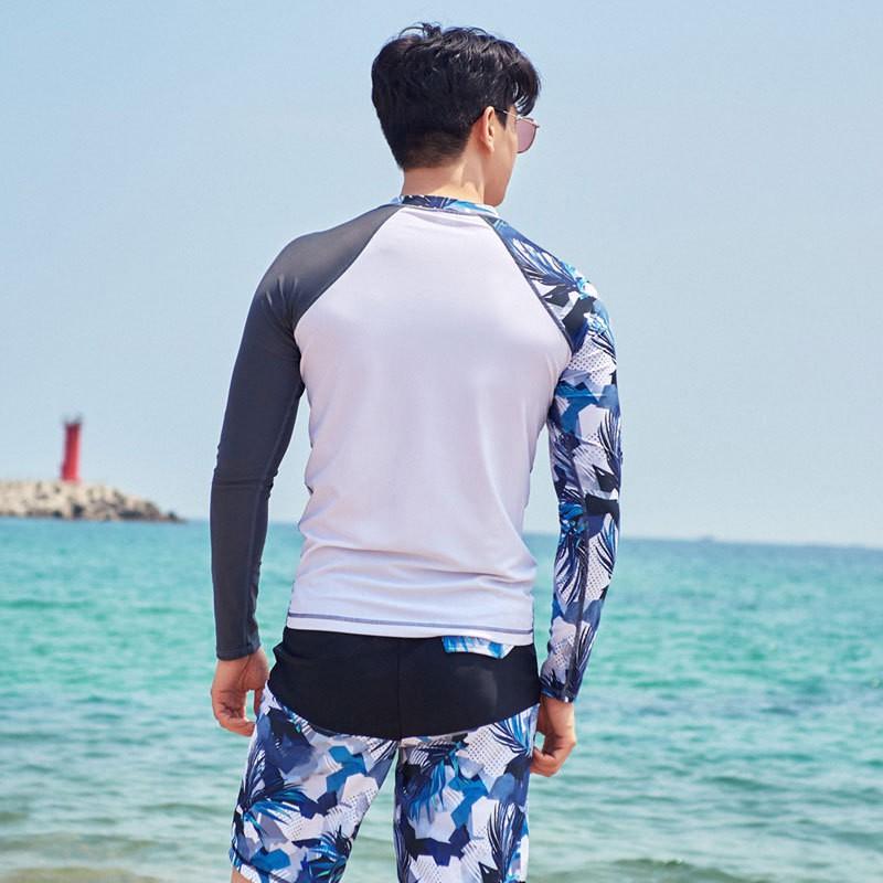 Мужской комплект с защитой от УФ и быстрым высыханием Rash Guard: Топ с длинным рукавом, Штаны. Для серфинга, дайвинга, снорклинга, водных видов спорта.
