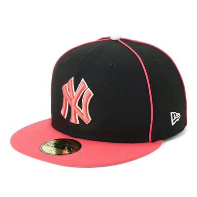 Кепка 59FIFTY MLB размера 7 (NY) с MLB Neyyan Black Двухцветная Черный/Коралловый, 1/2, 5950, Кант, 2-тонная