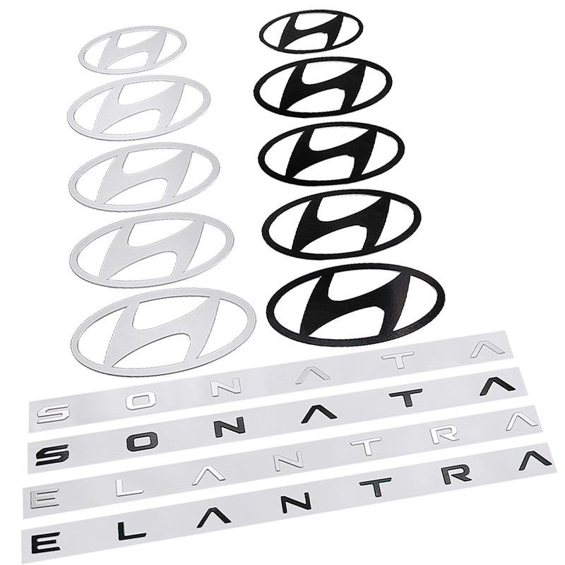 Aluminum Alloy Car Rear Front Emblem for Hyundai Logo Elantra Sonata Trunk Letter Badge Sticker Auto Exterior Accessories AD1