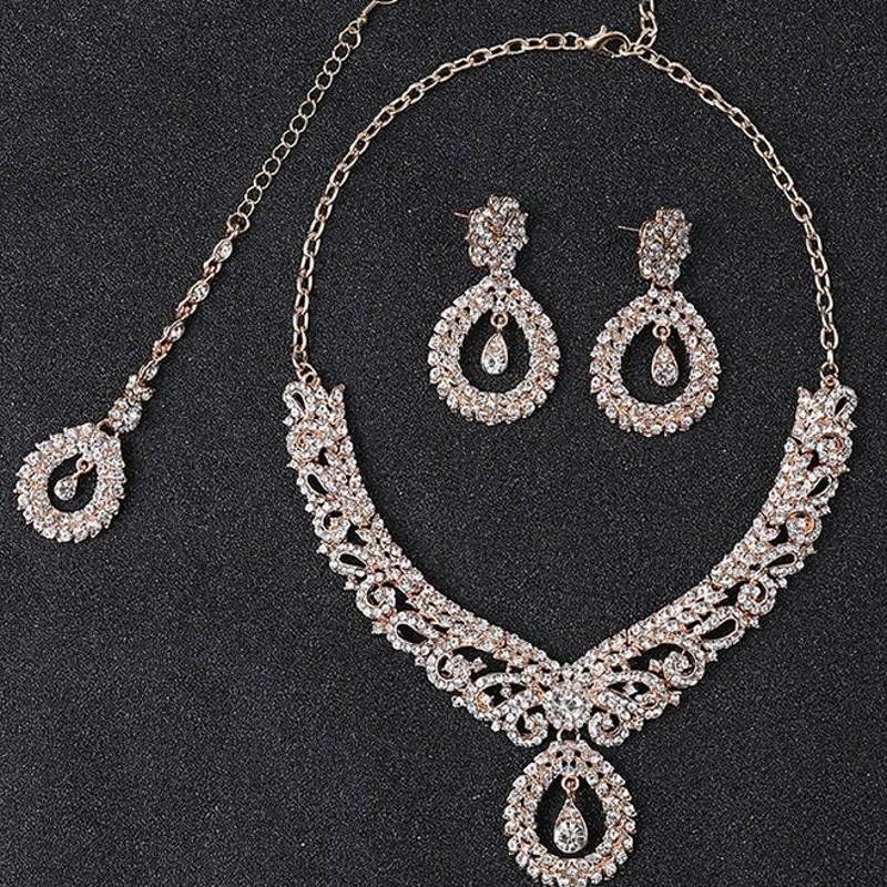 Серьги со стразами, колье, ожерелье, свадебные комплекты ювелирных изделий, костюм для вечеринки невесты, аксессуары для платья