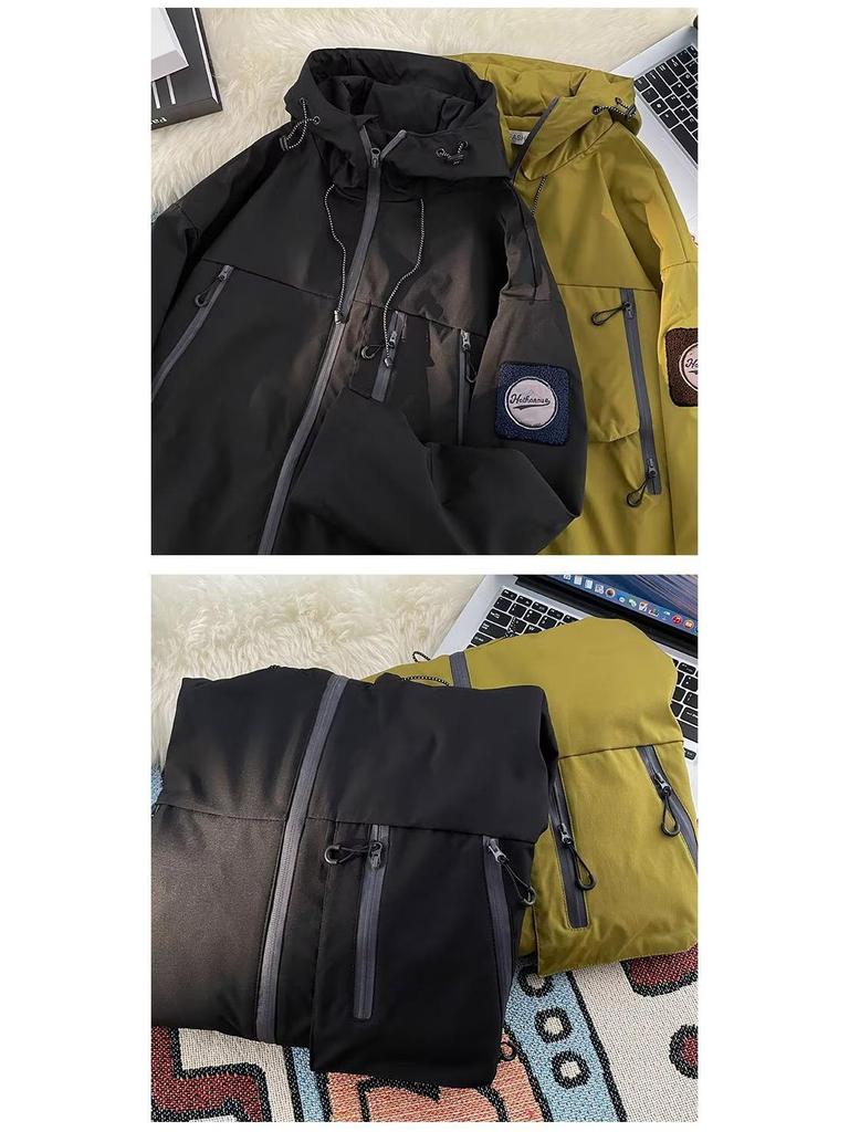 Men's Trendy Waterproof Mountain Windbreaker Jacket - Functional, Loose-Fit Outdoor Mountaineering and Workwear Style