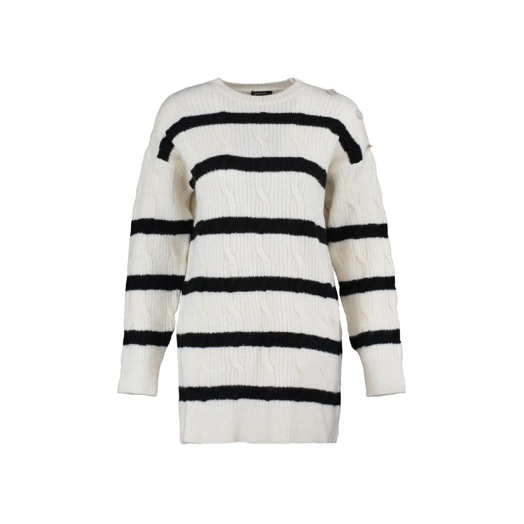 Трикотажный свитер в полоску цвета экрю на пуговицах Tctaw23ak00063