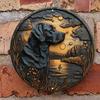 Round Wooden Labrador Retriever Wall Decor, Weather Resistant, Dog Silhouette, Outdoor and Indoor Hanging Art for Door, Wall, Home, Room, Farmhouse