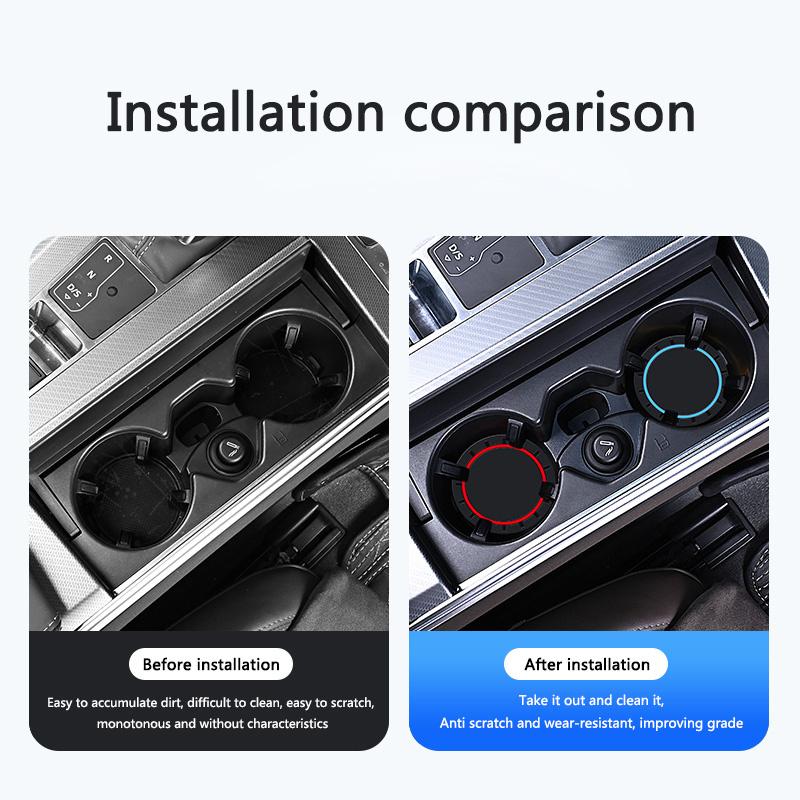 2PC Leather Interior Car Anti Slip Mat Coaster Car Water Cup Slot Accessory for Rolls-Royce Cullinan Phantom Ghost Wraith Dawn