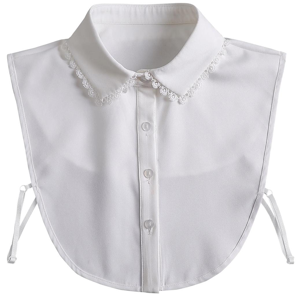 Fashion Women's Embroidery Shirt Fake Collar Removable Mujer Faux Cols White Sweater False Collar Lapel Shirt Blouse Detachable