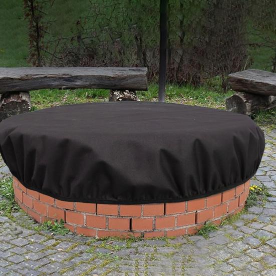 Круглый чехол для костра 600D Oxford Fabric Водонепроницаемый чехол, устойчивый к разрывам, защитный чехол для костра с эластичной кромкой для наружных встроенных каменных кострищ