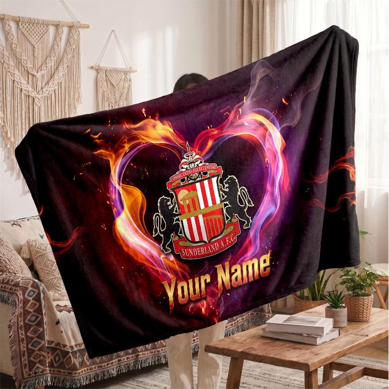 Swansea City FC Personalized Fleece Blanket With Football Logo, Custom Name Text Soft Warm Home Throw Blanket