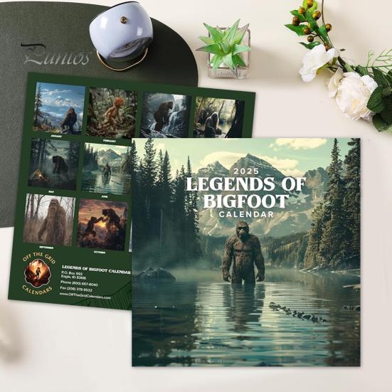 Настенный календарь 2025 года «Легенды снежного человека» Ежемесячный календарь-планировщик Подвесной календарь с иллюстрациями снежного человека для любителей приключений