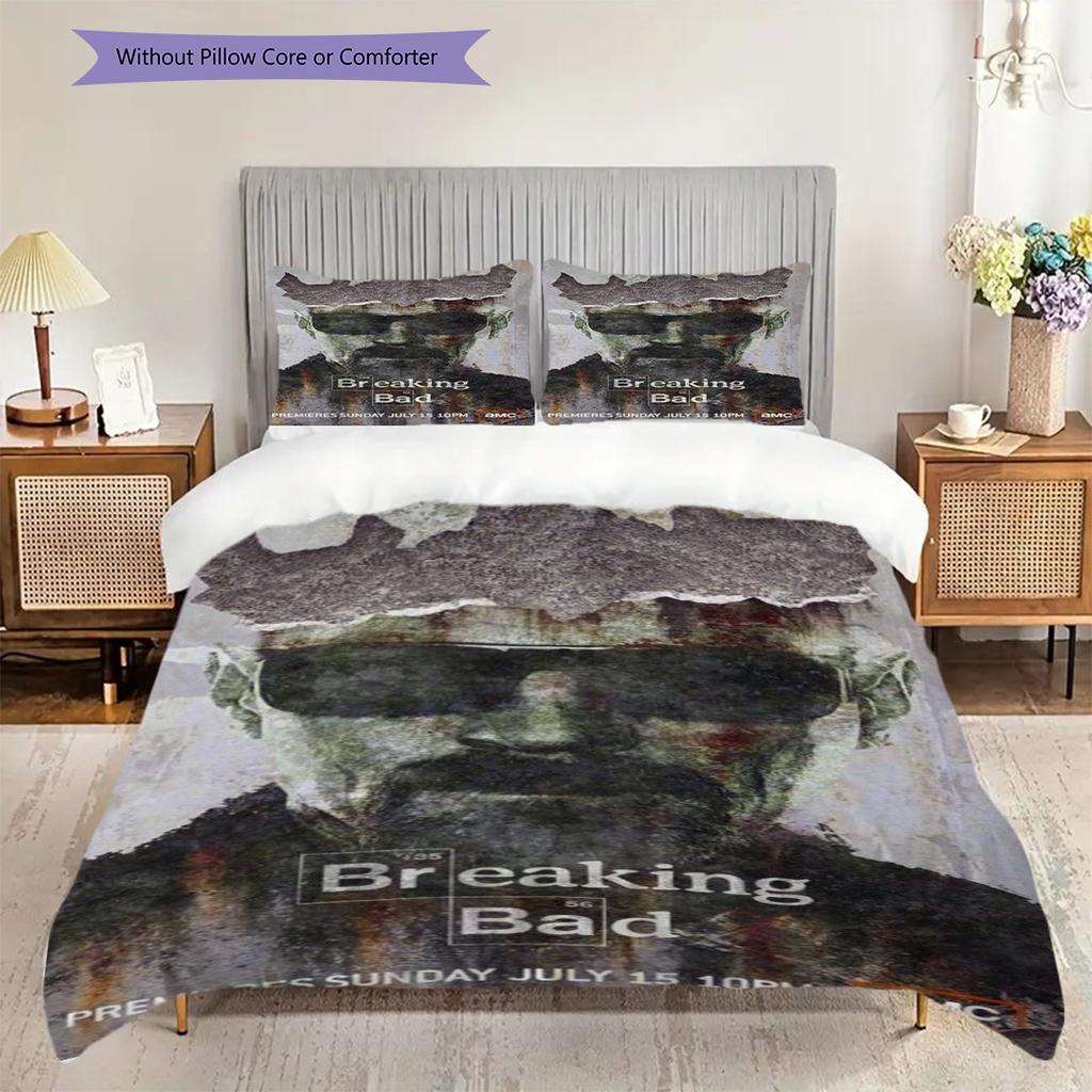 Enigmatic Faces Shadows Three-piece set (1 * duvet cover + 2 * pillowcase, without core) 2D Flat Soft and comfortable Duvet cover and pillowcase