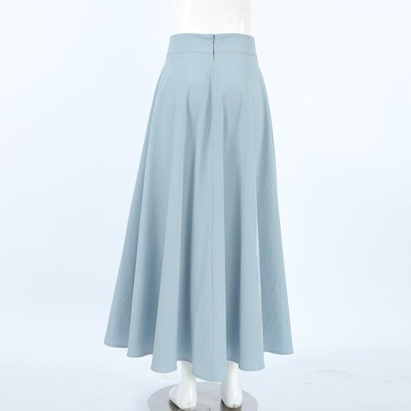 French A-Line Pleated Skirt 2026 Elegant High Waist 100% Cotton Long Midi Women
