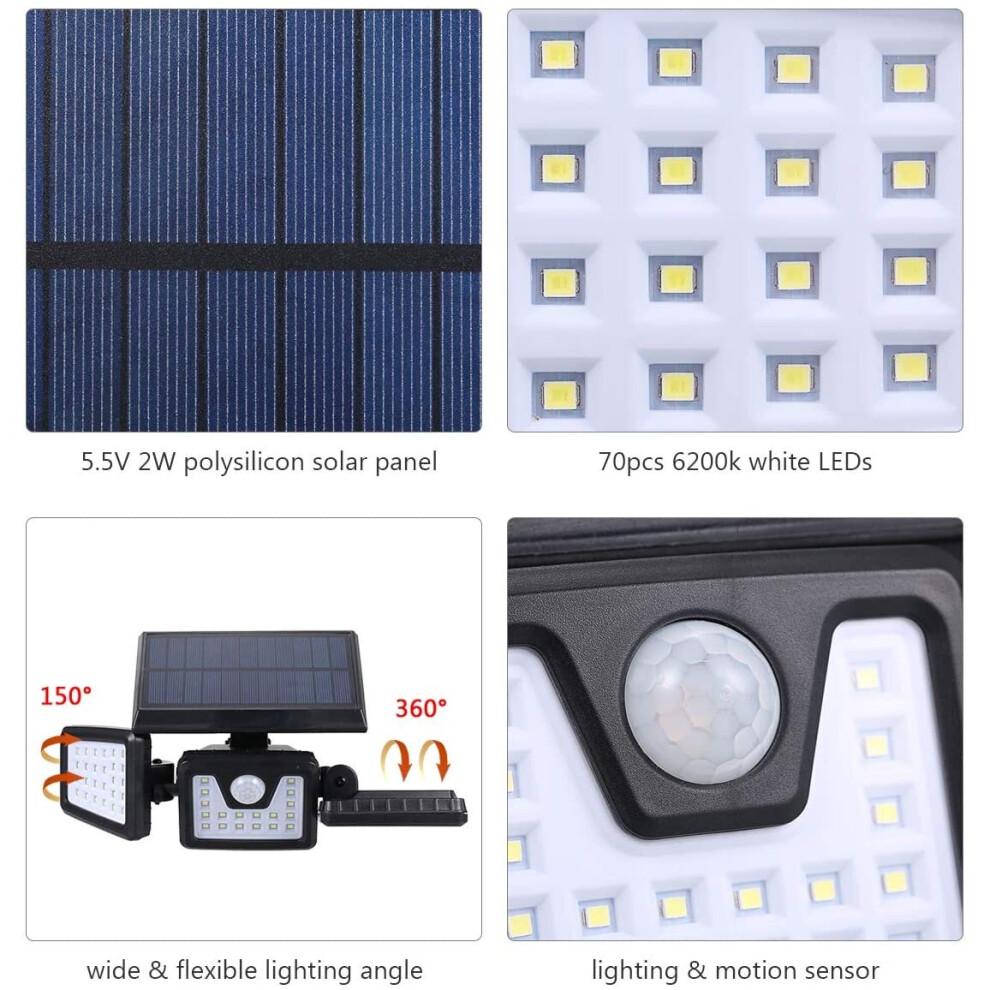 Tomshin-e Solar Security Light Outdoor Motion Sensor Ip65 Waterproof Outdoor Lights Solar Powered 360 Angle Adjustable