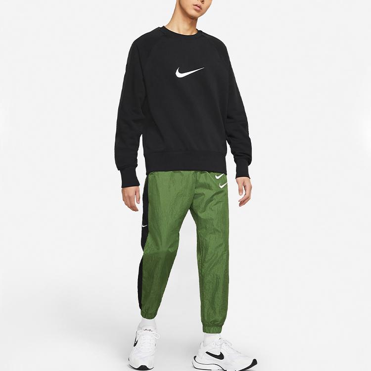 Nike Спортивная одежда Swoosh Повседневная толстовка с длинным рукавом с круглым вырезом Мужские топы Черный DA0087-010