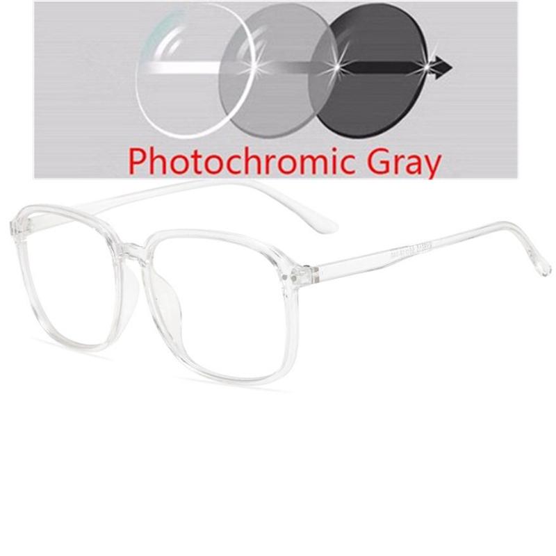 Sun Photochromic Square Prescription Spectacle Women Men Ultralight Pc Oversized Nearsighted Glasses 0 -0.5 -0.75 -1.0 To -6.0