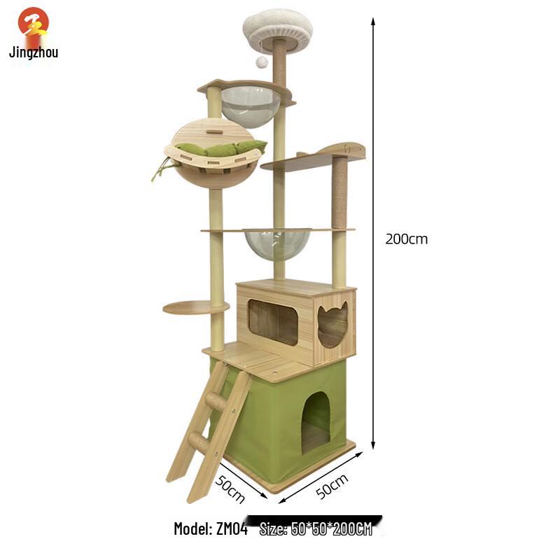 Jingzhou Wooden Cat Climbing Tree with Space Capsule