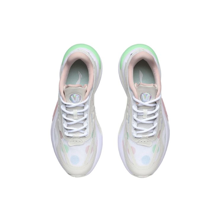 Li Ning V8 Stability Sports Shock Absorption Low Top Running Shoes Women Sneaker Pearl-White ARHR056-5