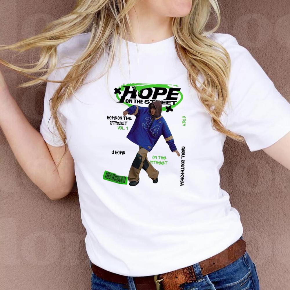 Футболка Hope On The Street Kpop Летняя футболка J-Hope Футболка с новым альбомом Jhope Футболка Jung Hoseok с коротким рукавом Kpop Army Tee Подарок фанату Kpop