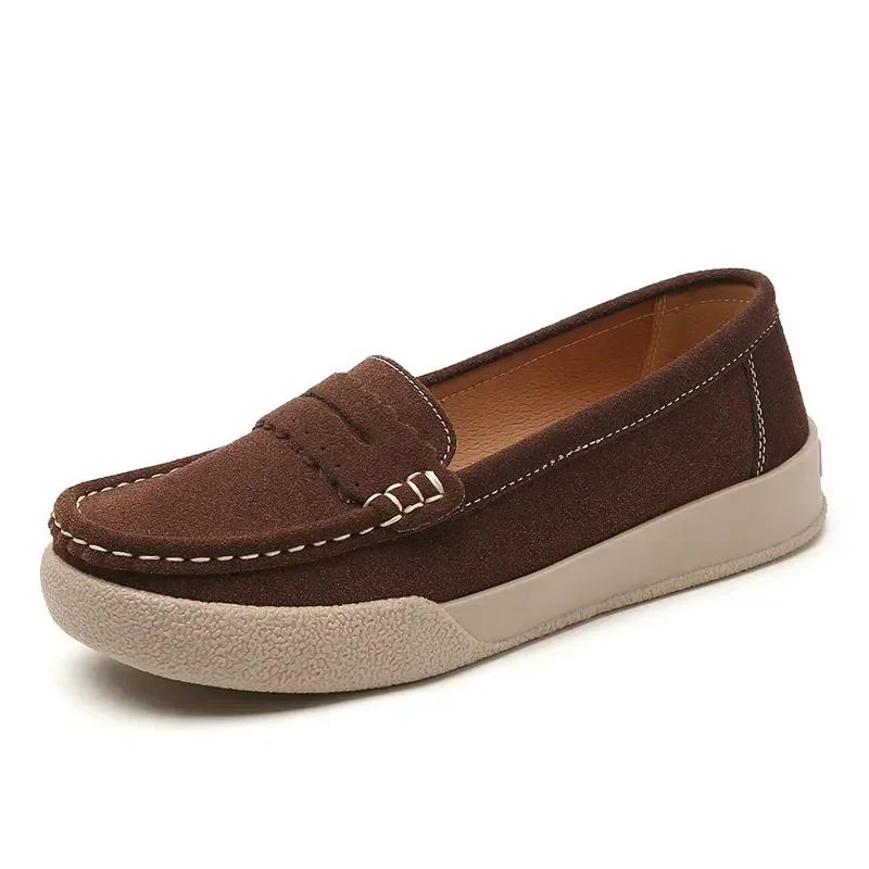 Женские плоские туфли-лоферы без застежек Кожаные туфли на плоской подошве Женская осенняя новая мода Повседневная обувь на плоской подошве Женские мокасины на мягкой подошве Zapatos Mujeres